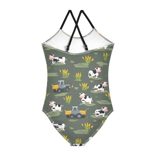Cow Pattern Girls One Piece Swimsuits Summer Quick Dry Beach Bathing Suit2