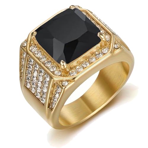 10K 14K 18K Solid Gold Men's 1CT Ruby/Emerald/Sapphire Rings Men's Vintage Signet Ring with Gemstone Gold Luxury Jewelry Statement Engagement Anniversary Ring for Men Size 4-16