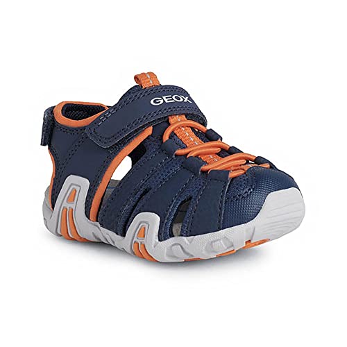 Geox Baby - Jungen B Kraze Sandalen, Navy Orange, 21 EU
