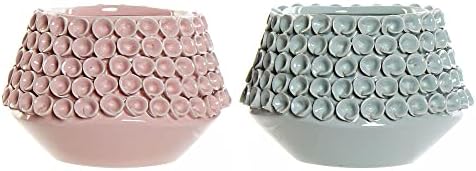 Vase der Marke DKD Home Decor Rosa Türkis Steingut Mittelmeer (2 Stück) (20 x 20 x 13 cm) (Referenz: S3020526)