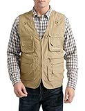 Vanchenl Herren Utility Weste Safari Reise Cargo Outdoor Arbeit Leichtes Foto Schießen Weste mit Taschen Khaki XL
