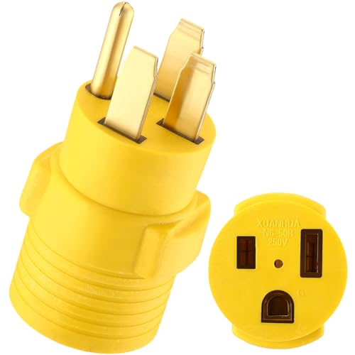Kanayu NEMA 14-50P to 6-50R 50amp Welder Adapter 50 Amp 4 Prong 14-50P Male to 3 Prong 6-50R Female, RV Generator to Welding Plasma Cutters Power Cord Adapter