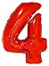 Produktbild XXL Zahlen Folienballon 100 cm - Rot Zahl 4 - Riesenzahl Luftballon Dekoration Geschenk für Geburtstag Jubiläum und Party