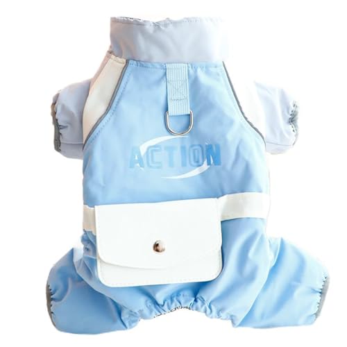 AttRex かわいい 犬服 パーカー コート 秋冬 暖かい 防寒 防風 ペット服 ロンパース つなぎ ドッグウェア ジャケット 洋服 小型犬 中型犬 綿服アウター お出かけ 散歩 (XL,ライトブルー)