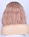 K'ryssma Wavy Lace Front Wigs for White Women Orange Pink Ombre Dark Root to Mixed Pink Glueless Synthetic Hair Wig Heat Resistant Middle Parting