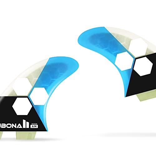 AQUBONA Barbatanas de fibra de vidro Dual Tab II G5 para prancha de surf (azul)