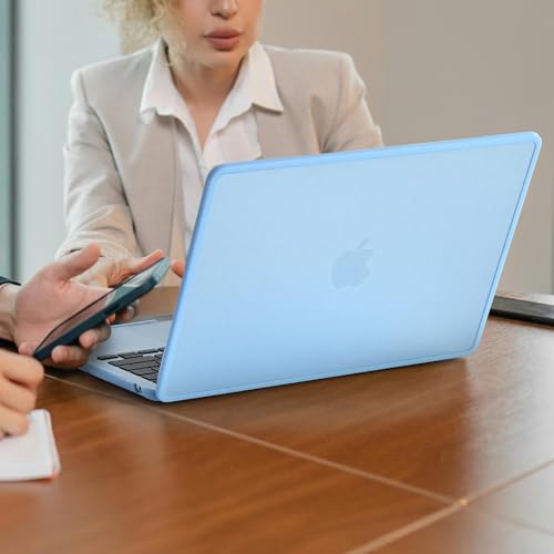 Image of BlueSwan Hard Shell Case Compatible for Apple Macbook Air 13 inch M5 2026 2025 2024 2022 M4 M3 M2,A3449 A3240 A3113 A2681,13.6 Matte TPU Frame Anti-fingerprint Laptop Protective Cover-Frosted Sky Blue