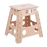 Relaxdays Klapphocker faltbar, Camping Hocker, großer Badhocker, bis 150 kg, Kunststoff, HBT: 39 x 39 x 32 cm, beige
