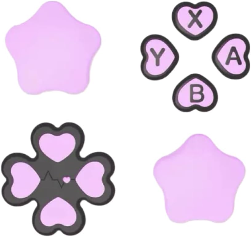 Star Button Caps Set Joystick Cover for Switch2-Pink | Silicone Joystick Cap Compatible with Switch2| Pink/Purple Heart Switch2 Thumb Grips