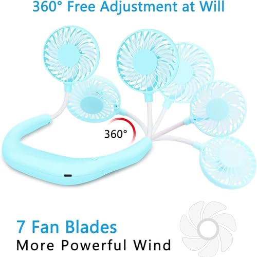 Image of ITSHINY Bladeless Neck Fan, Portable Neck Fan, Cooling Hanging Neck Fan, 4000mAh Mini Cooling Fan, Personal Neck Fans Rechargeable with 3 Speeds LED Light for Women Man Home Office Travel Outdoor