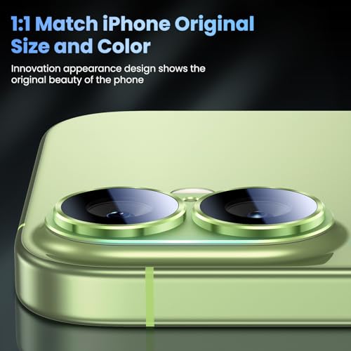 Image of Uyiton Compatible with iPhone 17 Camera Lens Protector - [Not Easy to Break][Strong Adsorption][Case-Friendly] Metal Tempered Glass Rear Camera Screen Cover - Sage