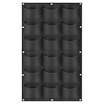 WHATWEARS Hanging Planting Grow Bags, 18 Pockets Hanging Vertical Wall Planter Wall Mounted Grow Bag Outdoor Indoor Gardening Vertical Greening Flower Container, Planting Bags(1.0 m × 0.5 m, Black)