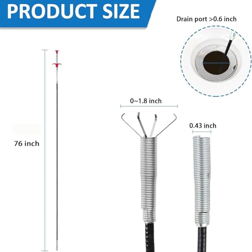 SHUCHUANG Drain Snake,76 inch Flexible Grabber Claw Pick Up Reacher Tool,Drain Clog Remover - Gutter Cleaning Tools for Home Sink, Bathroom Tub,Drain, Toilet, Tight Spaces - image 2