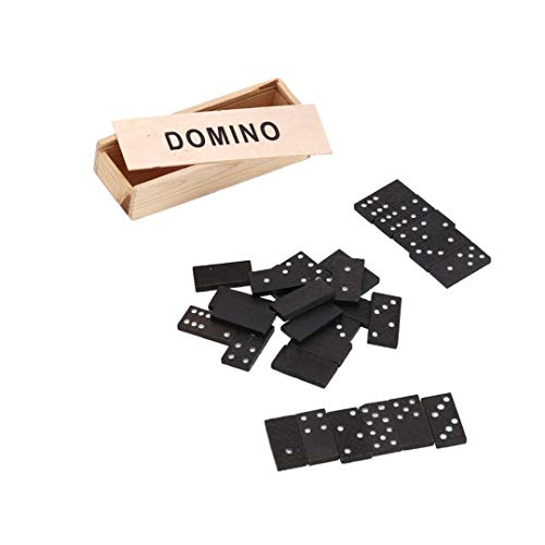 Preisvergleich Produktbild Dominospiel / Dominosteine mit hölzernem Etui / Schwarze Dominosteine mit Etui / EUROXANTY Geschäftsspiele