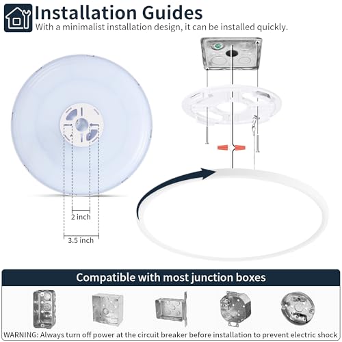 MOONSEA Dimmable Flush Mount Ceiling Light 16 Inch Kitchen Light Fixture by MOONSEA - Used condition - Image 6