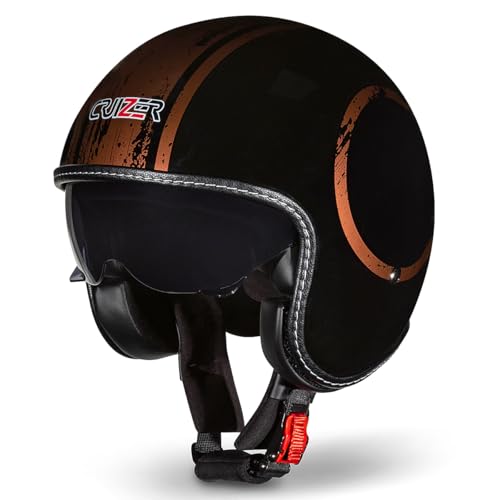 CRUIZER Casco JET Moto Scooter Custom Omologato MEDUSA Visiera a Scomparsa taglia L