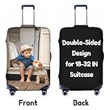 YIJIUWKIS Personalised Suitcase Cover with Your Photo Text Name Logo Custom Luggage Cover Protector for 18-32 Inch Luggage Double Sided Design Business School Travel Gifts for Women Men - Image 3