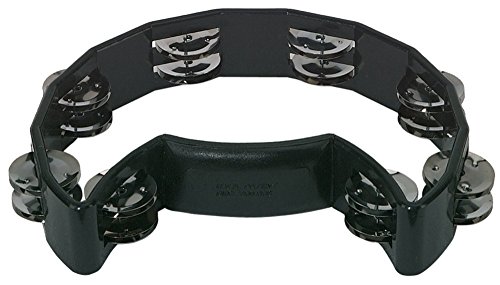 Tambourin Demi lune noir 16 paires de cymbalettes chromées double rangée