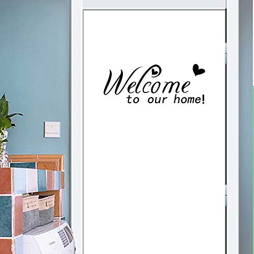 Bibitime Double Hearts Sayings Welcome To Our Home Door Sign Sticker Letters Wall Decal For Living Room Porch Garden Front Door Nursery Window Kids Room Decor #TOP28