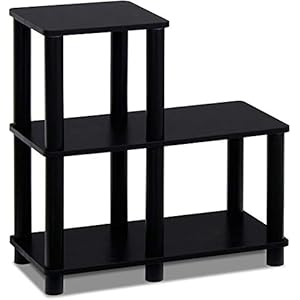 Furinno Decoratief rek, hout, espresso/zwart, 23,88 x 23,88 x 50,55 cm