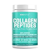 Collagen Peptides Powder + Active Probiotics by GoBiotix - Non-GMO Verified Collagen Powder Type I...