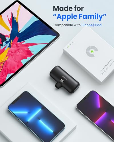 Taegila Portable Phone Charger for iPhone, 5000mAh Small Power Bank MFi Certified Built in Cable LCD Display & LED Light for All iPhone Series 14/13/12/11/XR/X/SE/8/7/6 Pro Max