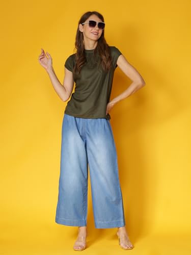 Image of NOVIO Cotton Blend Women Mid Rise Fashion Palazzo for Women