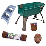 Booster Bath Elevated Pet Bathing Large Teal with Steps and Brown DGS Cleaning Crew and Doormat Runner Combo