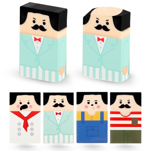 Mabor 4 peças de borrachas fofas, borrachas divertidas para tios carecas, borrachas de mesa, de pelo