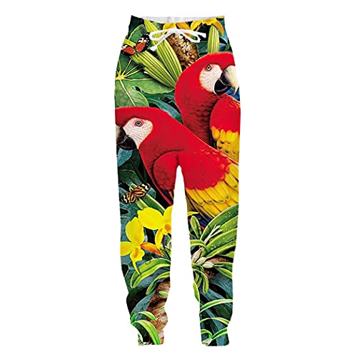 Pantalon de sport long imprimé animal perroquet 3D respirant taille 34-37 coupe ajustée