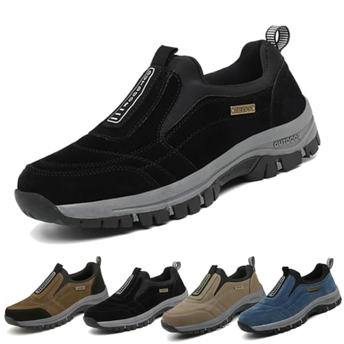 Chaussures Homme Sans Lacets - Chaussures OrthopéDiques Homme-Randonnée à Enfiler Légères, Confortables pour Plein Air et Travail Quotidien​(Black,41 EU)