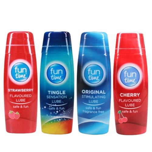 4xFun Time Lube 75ml- Tingle Stimulating Cherry & Strawberry Flavour for Extra Fun and Intimate Sensual Activity Water Based Edible Lubricant Gel