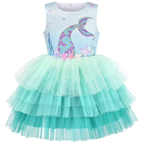 Sunny Fashion Girls Dress Birthday Princess Ruffle Dress Cake Balloon Print