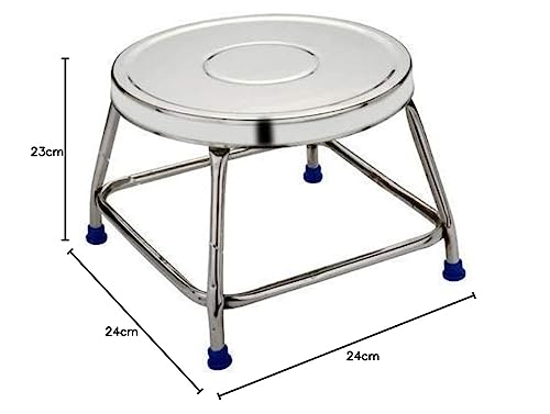 Image of A to Z Hub Round Stainless Steel Stool for Home /Bathroom /Office /Company /Industries /Hotel Multipurpose (Table Height : 9 Inch)