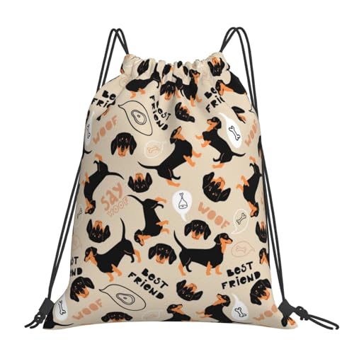 YOFIEN Dackel 3 Wasserfester Rucksack mit Kordelzug für Damen und Herren, Sport- und Fitnessstudio-Sackpack