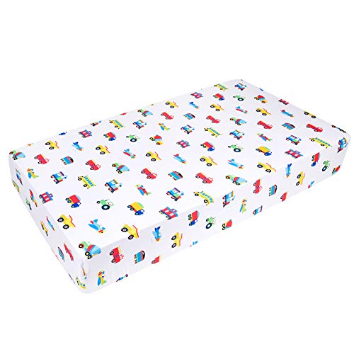 Wildkin Microfiber Fitted Crib Sheet For Boys & Girls, Crib Sheets Measures 52 X 28 Inches, Soft & Breathable Fabric Crib Sheets For Kids, Fits Standard Crib Mattress(Trains Planes & Trucks) #TOP4