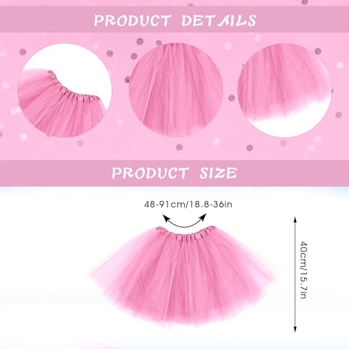 Tüllrock Damen Retro Tütü Rock Dreilagiger Tüll Tutu Rock für Erwachsene mit Futter 80er Jahre Tüll Rock für Halloween Rock Party Festival Feier Rosa