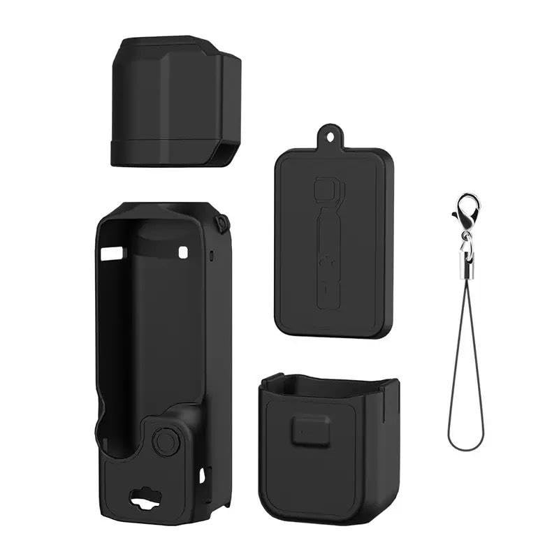 Valente Silicone Protective Cover Compatible with DJI Osmo Pocket 3 | Full Body Soft Case with Lens Cap & Lanyard Protection Kit (Black)-picture-17