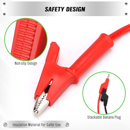 Image of SWANLAKE 2-Piece Banana Plug to Alligator Clip Test Leads, 1000V 15A 3.5ft /1M Multimeter Electrical Alligator Clips, Flexible Copper Cable Banana Plug, Electrical Wires with Gator Clips