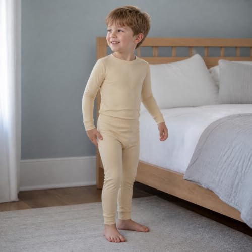 Image of BABY 2T-10Y Toddler Kids Girls Boys Soft Comfy Viscose 2pcs Set Long Sleeve Plain Shirts and Pants Sets
