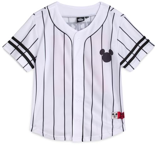 Disney Boys Sports Jersey - Mickey Mouse Cars Lightning McQueen Stitch Hockey and Baseball Jersey for Toddler and Little Boys, Size 7, Black Stripes Mickey