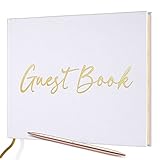 JUBTIC Wedding Guest Book with Gold Foil — Registry Sign-in Book for Reception, Party of Anniversary