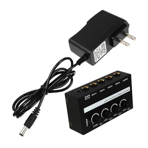 Yardwe Channels Mini Audio Mixer Compact Stereo Line Mixer for Musicians Portable Sound Control for Recording Clubs and Bars Durable Construction US Plug