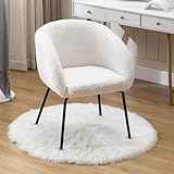 chairus Silla Tapizada de Lana Sintética Sillón Salón con Respaldo Curvado, Blanco