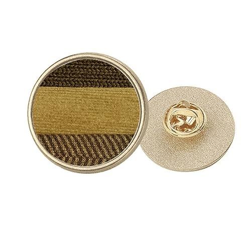 Broche en lin marron ronde bijou veste métal doré géométrique M