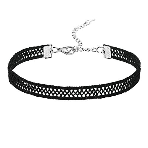 KnSam Gargntilla Acero Inoxidable Mujer, Choker Necklace Collar Encaje Tatto Cinta Mesh...