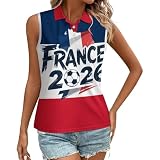 Débardeur Coupe du Monde 2026 Femme Col Rond Imprimé Football Fan T Shirt sans Manches Décontracté Plusieurs Modéle Disponible Foot Supporter Ventilateurs Encourager T Shirts De Sport Blanc M