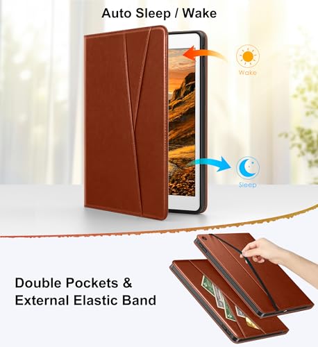 DTTO for iPad 9th / 8th / 7th Generation Case 10.2 Inch (2021/2020/2019), 360 Degree Rotating Premium Leather Folio Stand Cover with Pencil Holder, Brown by DTTO - Used condition - Image 7