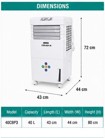 Image of Usha Coolboy 40 Air Cooler | 40L Tank Capacity | 3-Side Honeycomb Pads | Ice Chamber | Powerful 18 cm Blower | Auto Swing | Inverter Compatible | White (40 Liter)
