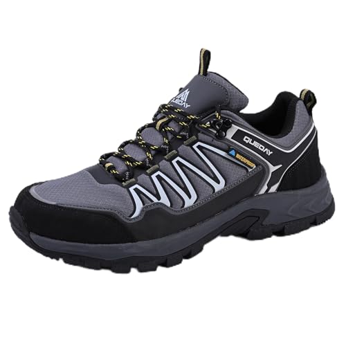 Queday Gray Waterproof Hiking Shoes Men 9.5